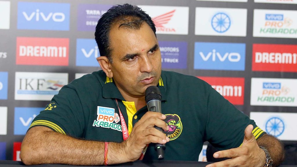 Patna Pirates coach Ram Mehar Singh after the victory over Telugu Titans on Friday.