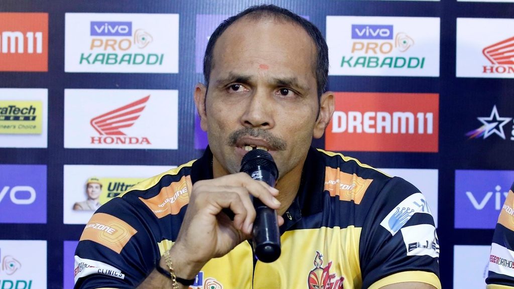 Telugu Titans’ assistant coach Jagdish Kumble at the post-match press conference. 