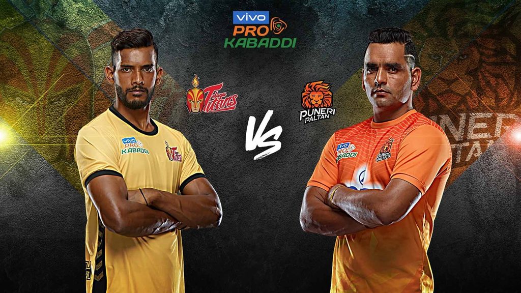 Telugu Titans K.C. face Puneri Paltan in Match 65 of vivo Pro Kabaddi Season 7.