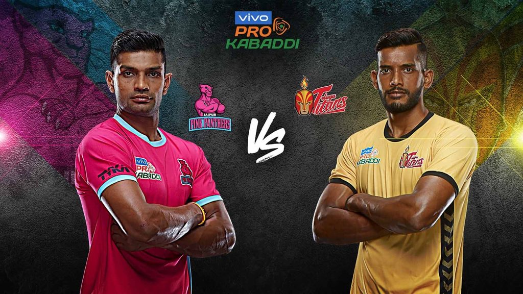 Jaipur Pink Panthers battle Telugu Titans in Match 110 of vivo Pro Kabaddi Season 7.