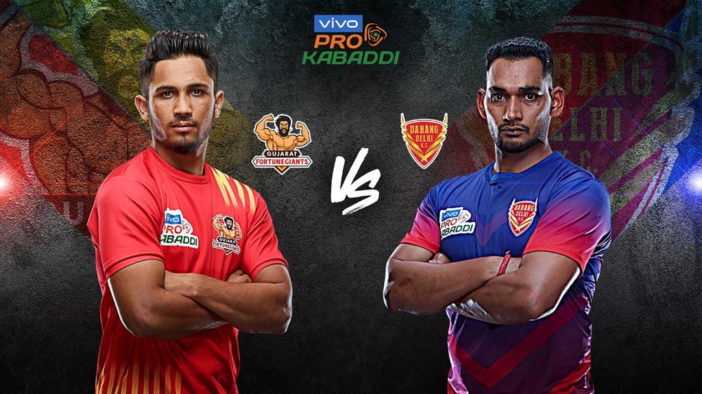 Gujarat Fortunegiants go up against Dabang Delhi K.C. in Match 20 of VIVO Pro Kabaddi Season 7.