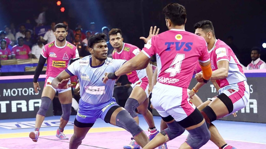 V Ajith Kumar scored a Super 10 for Tamil Thalaivas.