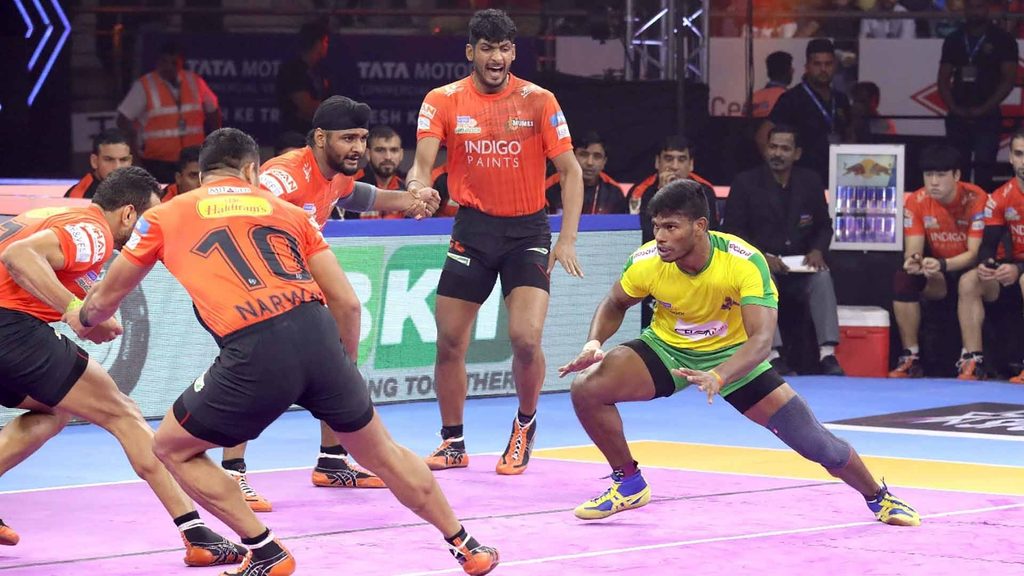 V Ajith Kumar finished the match with 16 raid points.