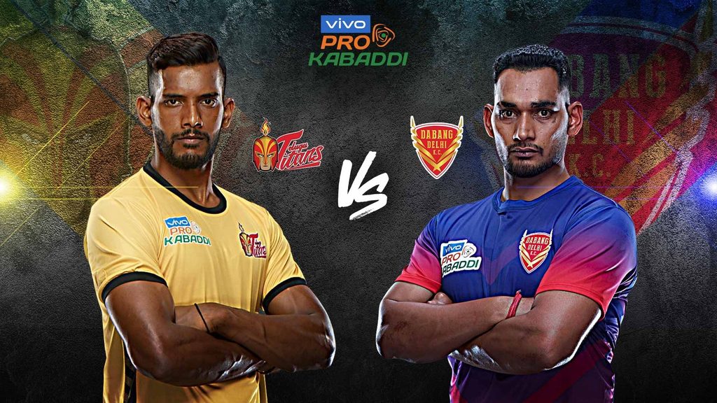 Telugu Titans face Dabang Delhi K.C. in Match 8 of VIVO Pro Kabaddi Season 7.