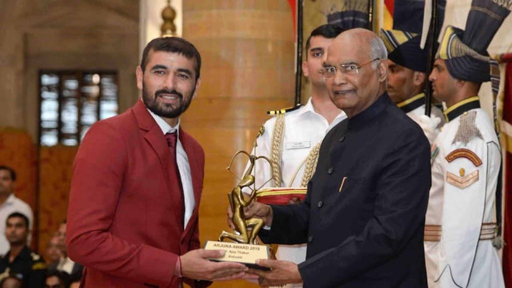 Indian President Ram Nath Kovind presented the Arjuna Award to Ajay Thakur.