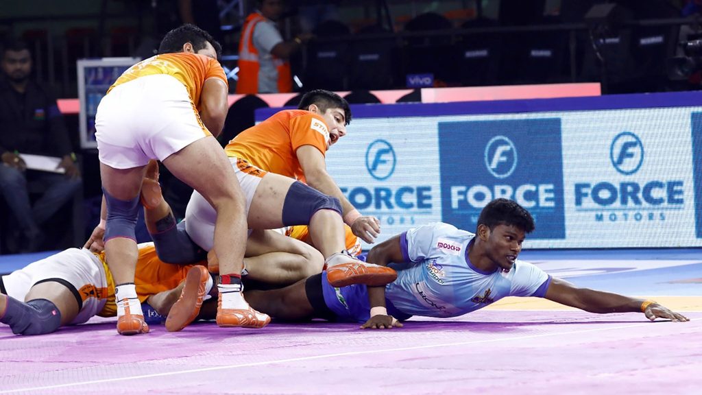 V Ajith Kumar’s four-point raid salvaged three points for Tamil Thalaivas against Puneri Paltan.