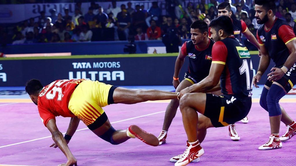 Sachin scored six raid points for Gujarat Fortunegiants against Bengaluru Bulls