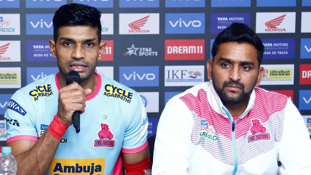 Deepak Hooda and Srinivas Reddy at the post-match press conference.