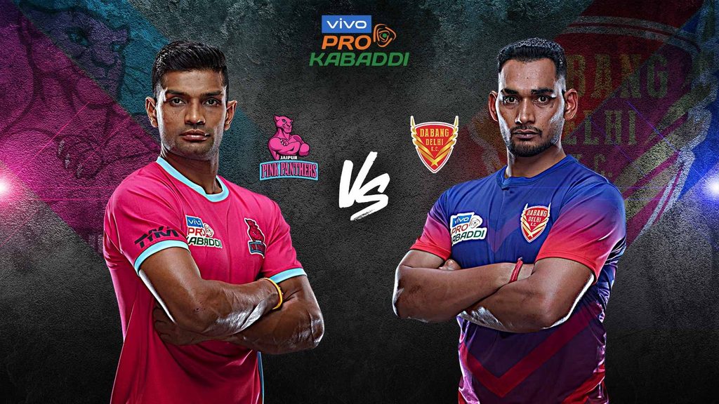 Jaipur Pink Panthers face Dabang Delhi K.C. in match 73 of vivo Pro Kabaddi Season 7.