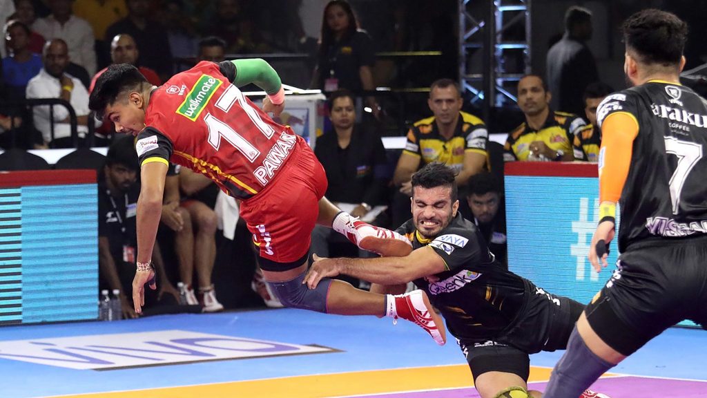 Pawan Sehrawat scored an incredible 22 raid points against Telugu Titans.