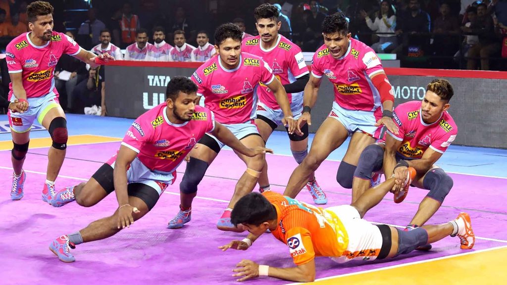 Jaipur Pink Panthers’ defence outscored Puneri Paltan’s by five points.