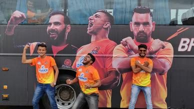 Telugu Titans, U Mumba and Puneri Paltan fans show their support Telugu Titans, U Mumba and Puneri Paltan fans show their support