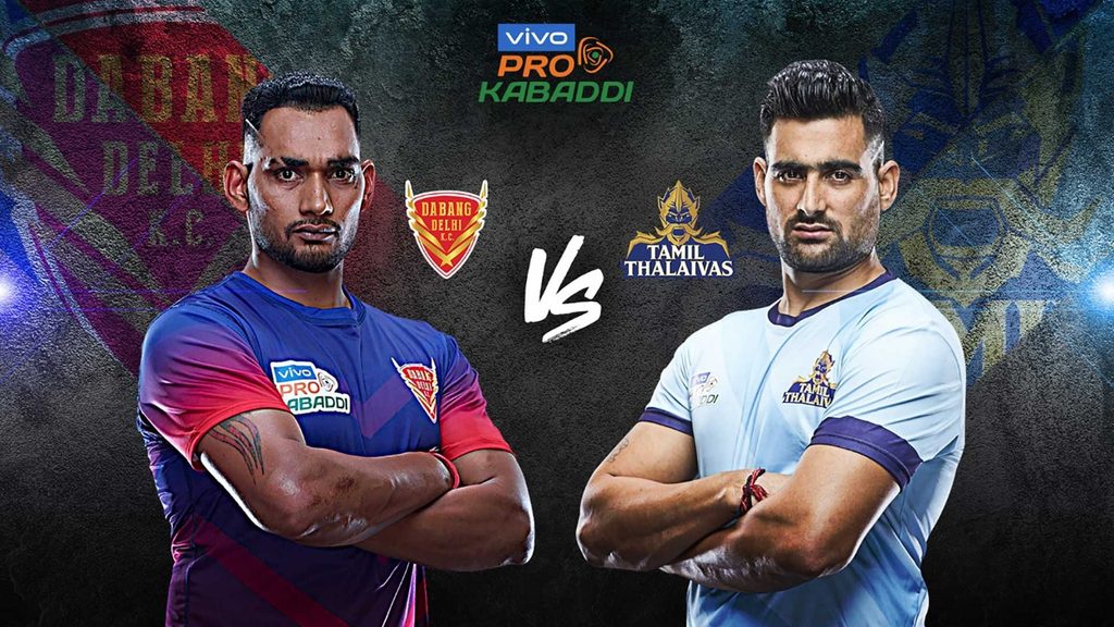 Dabang Delhi K.C. face Tamil Thalaivas in Match 9 of VIVO Pro Kabaddi Season 7.