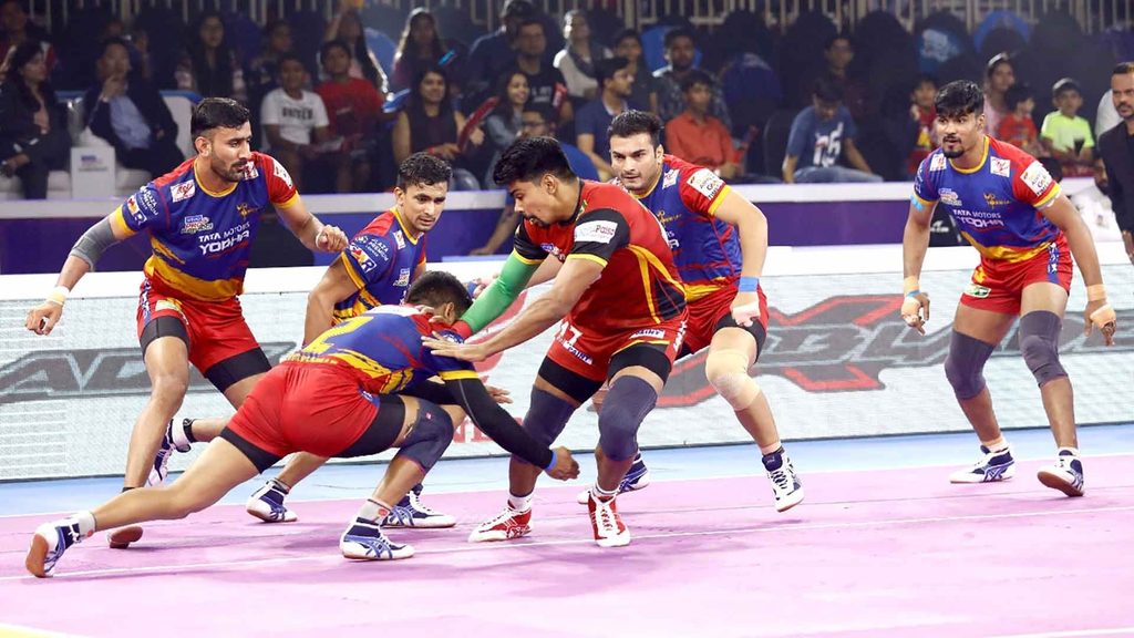 Pawan Sehrawat scored a four-point Super Raid in extra-time to inflict the All Out on U.P. Yoddha.