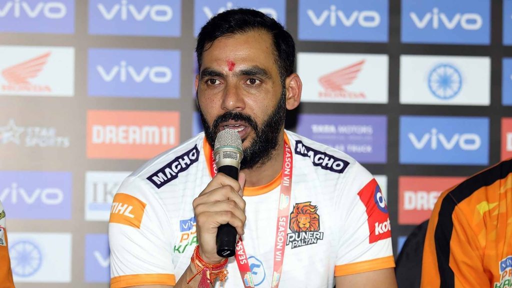 Puneri Paltan coach Anup Kumar at the post-match press conference.