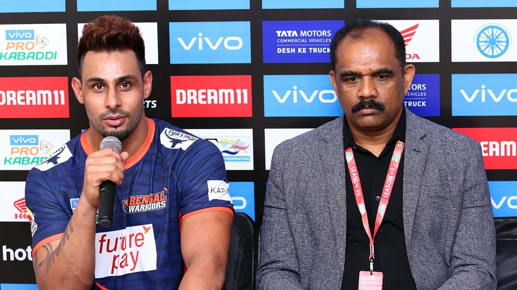 Coach BC Ramesh and skipper Maninder Singh at the post-match press conference.