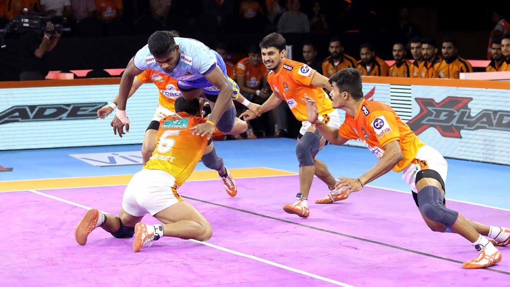 V Ajith Kumar led the Tamil Thalaivas fight against Puneri Paltan in Match 96 with a Super 10.