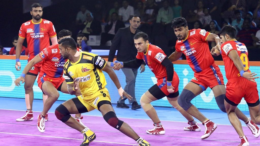 Telugu Titans and U.P. Yoddha were involved in the first tie of VIVO Pro Kabaddi Season 7.