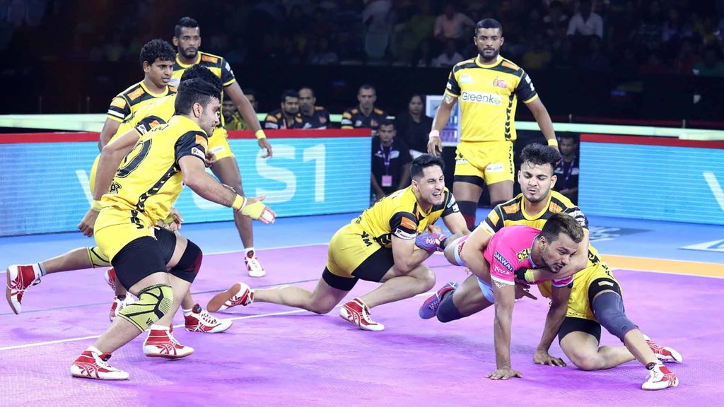 Telugu Titans beat Jaipur Pink Panthers in Match 57 of vivo Pro Kabaddi Season 7.