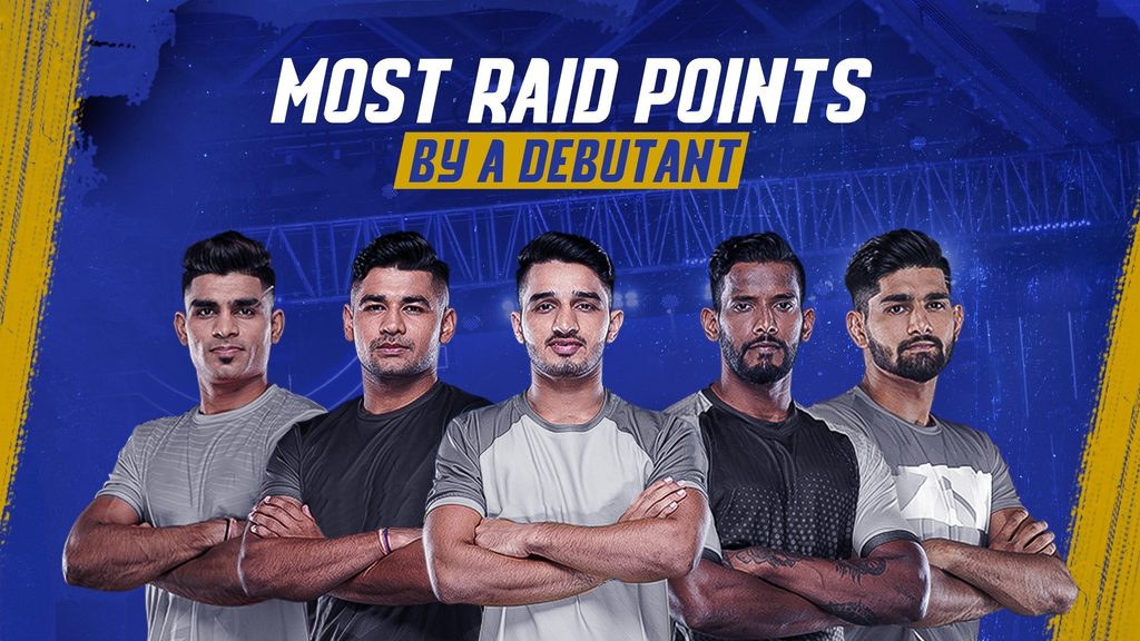Top 5 debutants with most raid points in vivo Pro Kabaddi history