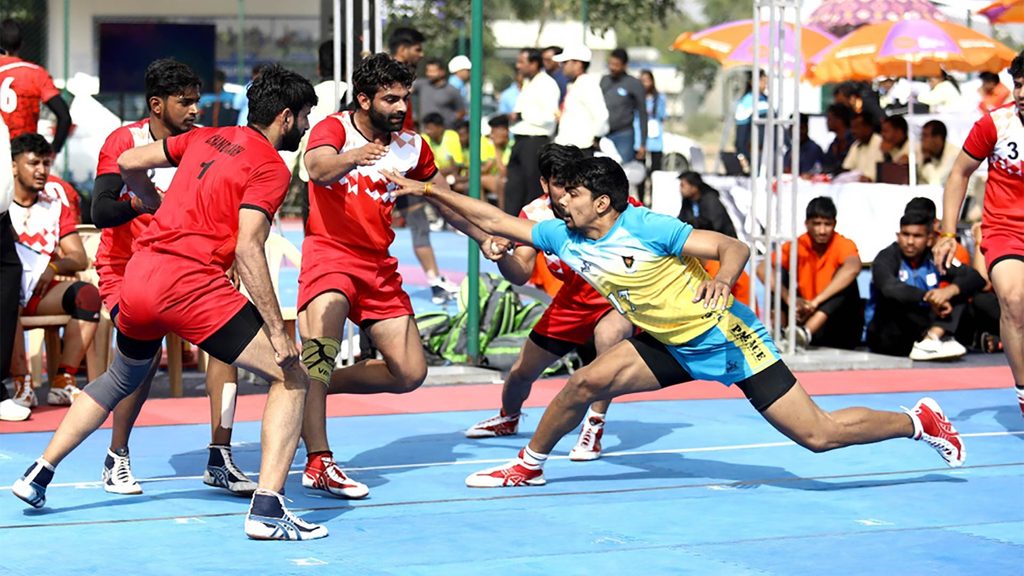 Pawan Sehrawat in action at the 67th Senior National Kabaddi Championship.