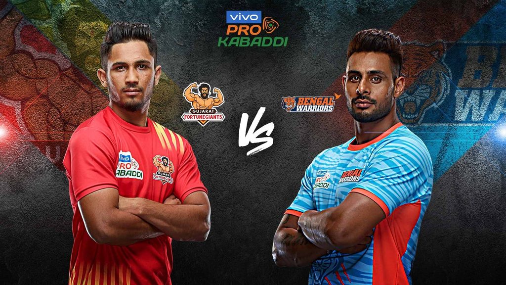 Gujarat Fortunegiants face Bengal Warriors in Match 41 of VIVO Pro Kabaddi Season 7.