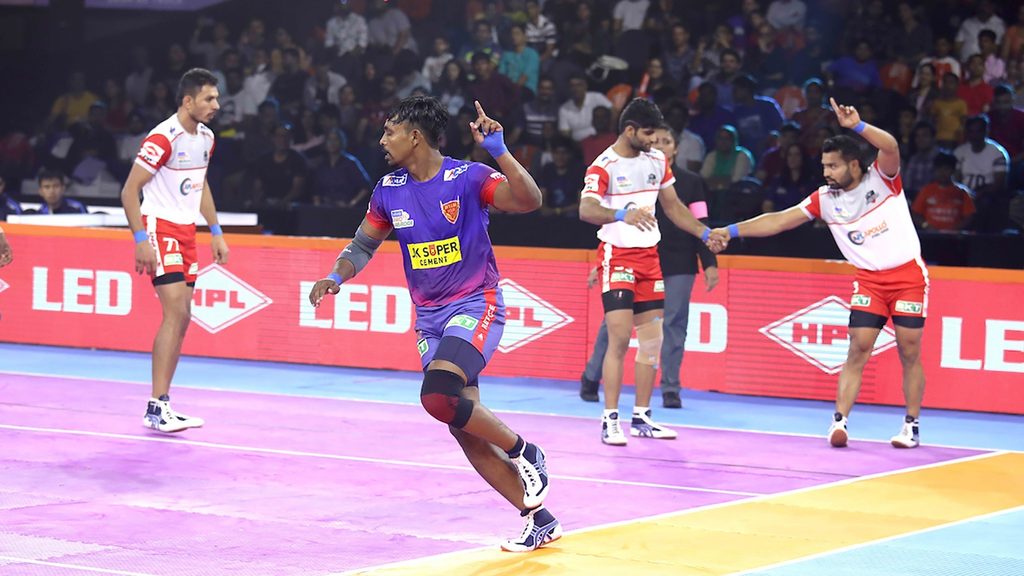 Dabang Delhi K.C.’s Chandran Ranjit registered a Super 10 against Haryana Steelers