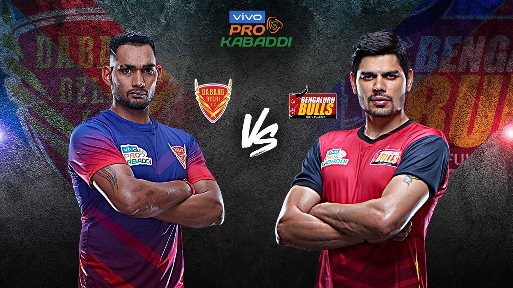 Dabang Delhi K.C. face Bengaluru Bulls in Match 56 of vivo Pro Kabaddi Season 7.