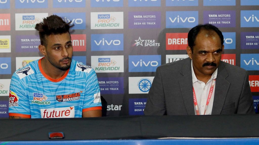 Bengal Warriors captain Maninder Singh and coach BC Ramesh.