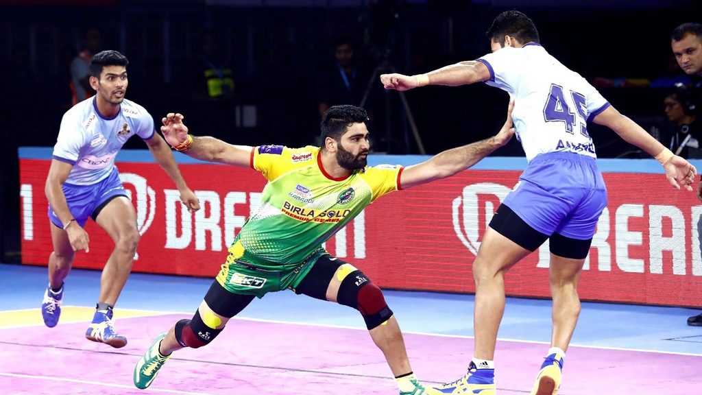 Patna Pirates’ Pardeep Narwal in action in Pro Kabaddi.