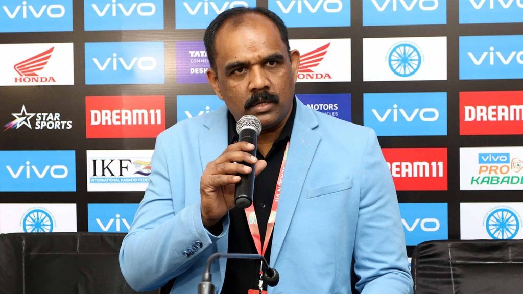 Bengal Warriors coach BC Ramesh at the post-match press conference.